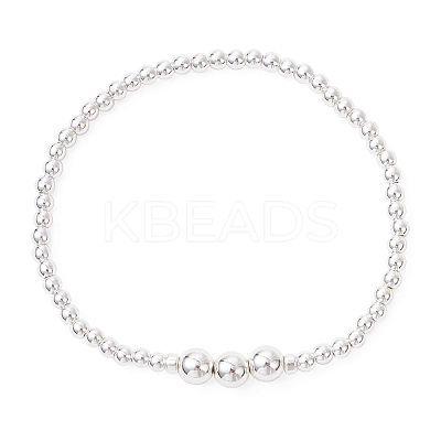 Electroplate Non-magnetic Synthetic Hematite Round Beads Stretch Bracelets for Women BJEW-JB12584-01-1