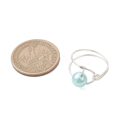 Shell Pearl with Copper Wire Finger Rings RJEW-JR00980-1