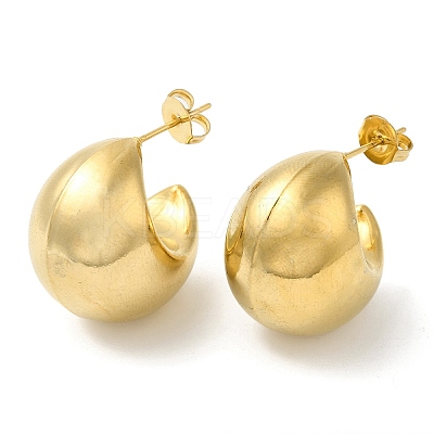 PVD Vacuum Plating 201 Stainless Steel Round Dome Stud Earrings with 304 Stainless Steel Pins EJEW-A098-02G-1