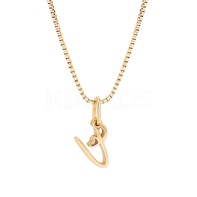 1pc Brass Chain & 304 Stainless Steel Letter Pendant Necklaces NJEW-LP0001-40V-G-1