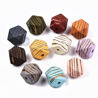 Painted Natural Wood Beads WOOD-T021-52C-M-1