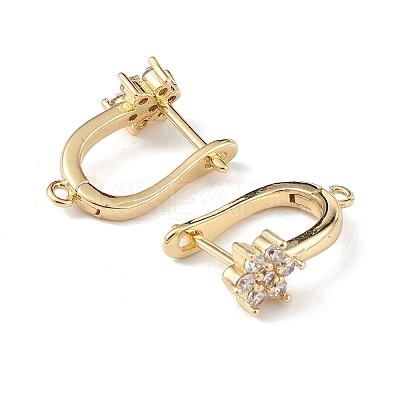 Brass Flower Hoop Earring Findings ZIRC-L097-054G-1
