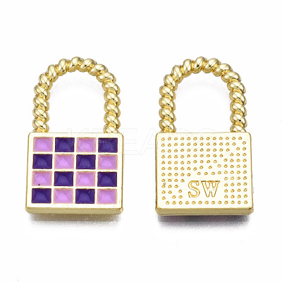 Rack Plating Alloy Checkerboard Pendants PALLOY-S132-255C-RS-1