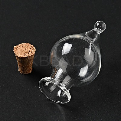 Teardrop Glass Cork Bottles Ornament LS-AJEW-A039-01B-1