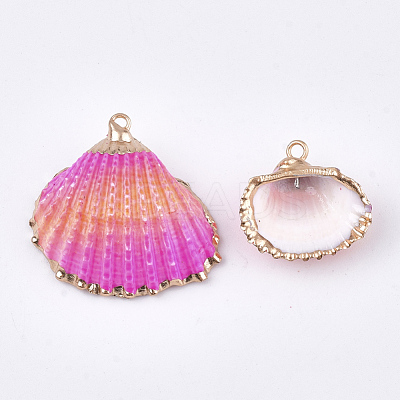 Spray Paint & Electroplate Sea Shell Pendants SSHEL-S262-07D-1