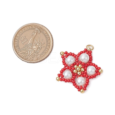 Glass Seed Beaded Star Pendants PALLOY-MZ00524-1