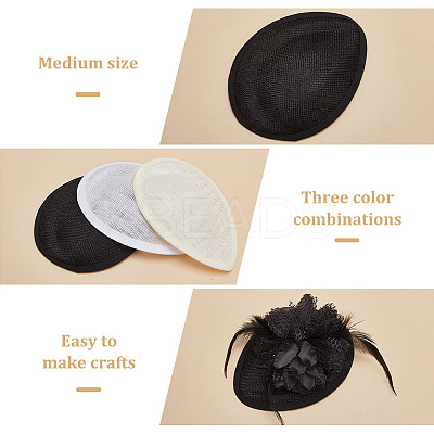 3Pcs 3 Colors Linen Mini Hat Fascinator Base AJEW-FG0004-04-1