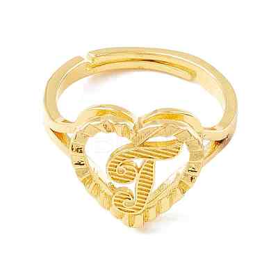 Real 18K Gold Plated Brass Alphabet Adjustable Rings RJEW-M139-18T-1
