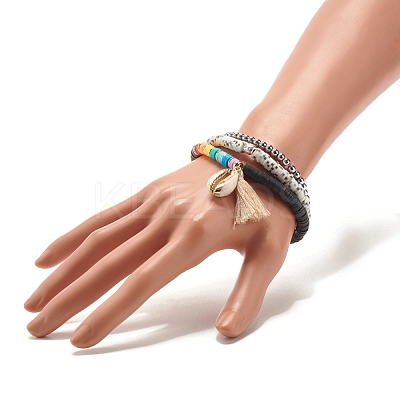 Polymer Clay Heishi Beads Stretch Bracelets Set BJEW-JB07395-1