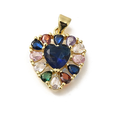 Rack Plating Brass with Cubic Zirconia Pendants KK-Z086-15G-04-1