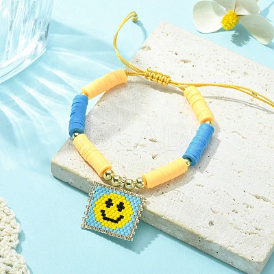 MIYUKI Glass Seed Rectangle Charm Bracelet BJEW-MZ00037-05-1