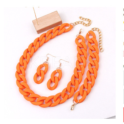 Acrylic Curb Chain Chain Necklaces & Dangle Earrings & Bracelets Sets FS-WGA399B-07-1