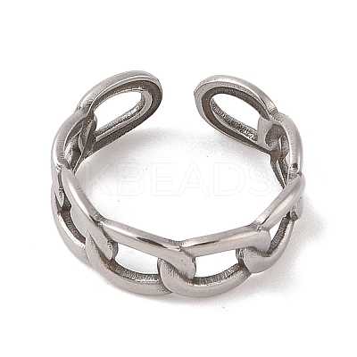 Non-Tarnish 304 Stainless Steel Oval Curb Chain Cuff Rings for Women RJEW-G322-04P-1