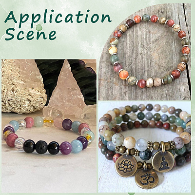 2 Strands Chakra Theme Natural Red Rainbow Jasper & Yellow Aventurine & Tiger Eye & Green Aventurine & Blue Spot Stone & Lapis Lazuli & Amethyst Beads Strands G-SP0001-23-1