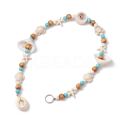Natural Sea Shell Beads Hanging Ornaments HJEW-JM02985-1