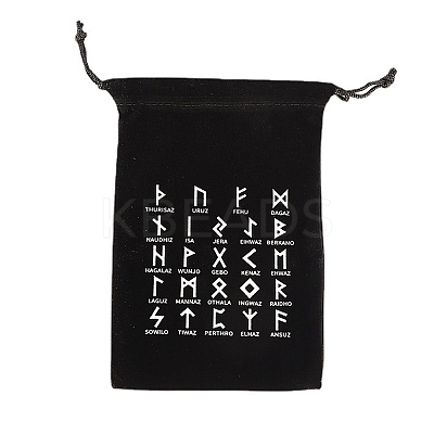 Runes Velvet Jewelry Storage Drawstring Pouches WICR-PW0007-04A-1