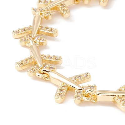 Clear Cubic Zirconia Airplane Link Chains Bracelet BJEW-I301-15G-1