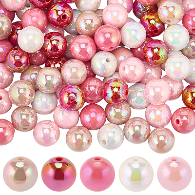 100Pcs 5 Colors Valentine's Day Theme Opaque Acrylic Beads MACR-SP0001-61-1