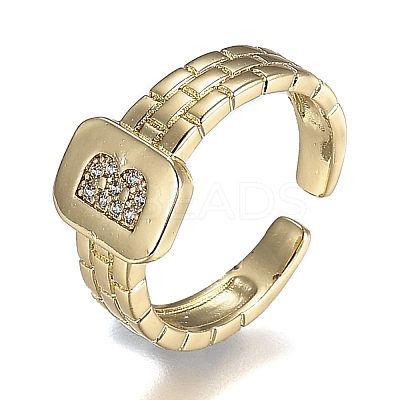 Brass Micro Pave Clear Cubic Zirconia Cuff Rings RJEW-H538-02G-B-1