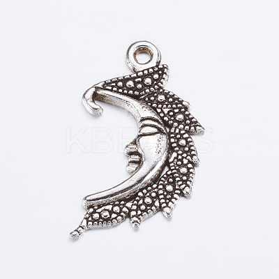 Antique Silver Tone Moon Tibetan Silver Pendants X-AC384-NF-1