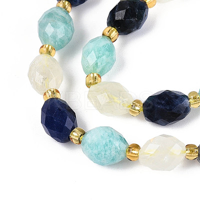 Natural Sodalite & Flower Amazonite & Lemon Quartz Beads Strands G-N358-04A-07-1