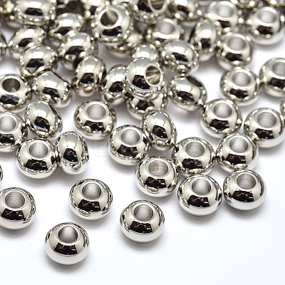 Brass Flat Round Spacer Beads X-KK-M085-18P-NR-1