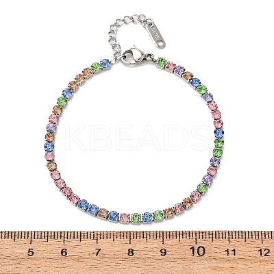 304 Stainless Steel Rhinestone Cup Chain Bracelets for Women BJEW-G753-01P-01-1