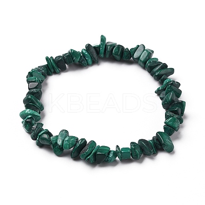 Natural Malachite Chip Beads Stretch Bracelets X-BJEW-JB05765-04-1