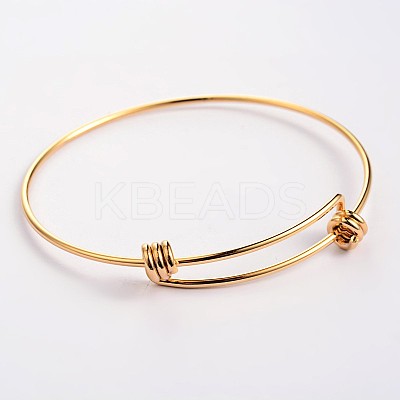 Adjustable Ion Plating(IP) 304 Stainless Steel Expandable Bangle Making BJEW-L523-16-1