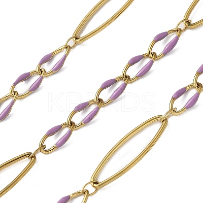 304 Stainless Steel Enamel Link Chains CHS-U003-01G-03-1