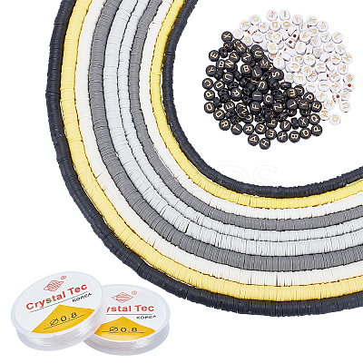 Flat Round Handmade Polymer Clay Beads CLAY-AR0001-21-1