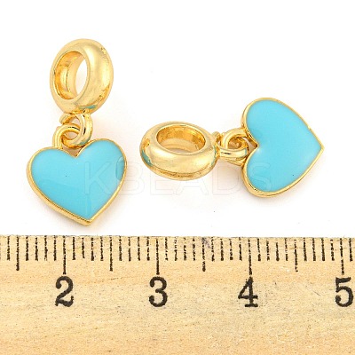 Rack Plating Alloy Enamel Heart European Dangle Charms FIND-B034-21G-05-1