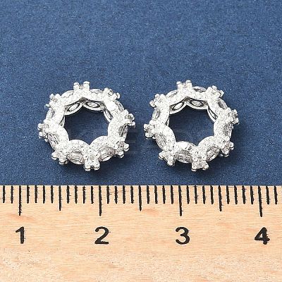 Brass Cubic Zirconia Rondelle European Beads KK-A254-07S-1