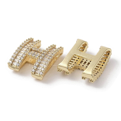 Brass Micro Pave Clear Cubic Zirconia Beads KK-G491-32G-1