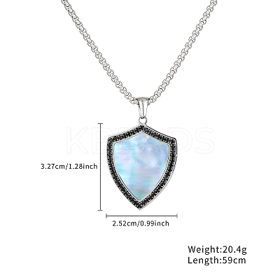 Vintage Shield Pendant Necklaces with Black Agate Inlay OL5514-1