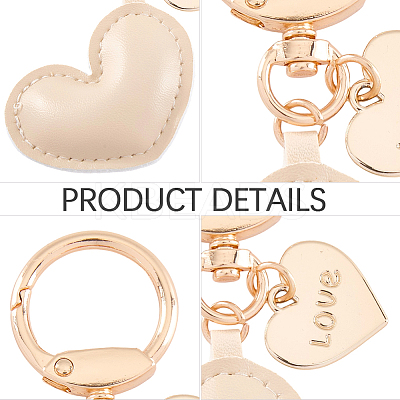 1Pc Imitation Leather Heart Keychain KEYC-CL0001-14C-1