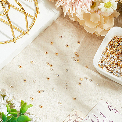 800Pcs 2 Colors Rack Plating Brass Beads KK-BBC0023-18-1