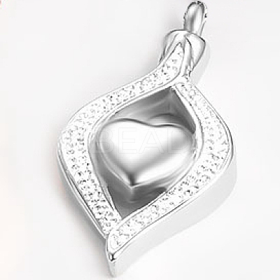 Openable Stainless Steel Memorial Urn Ashes Pendants BOTT-PW0002-054P-1