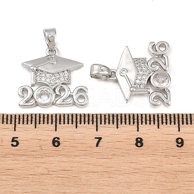 Brass Micro Pave Clear Cubic Zirconia Pendants KK-D223-01P-1