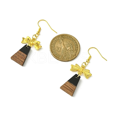 Resin & Walnut Wood Dangle Earrings EJEW-JE05507-02-1