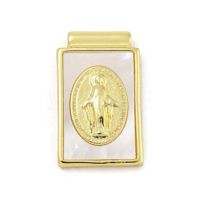 Rack Plating Brass Pave Natural Shell Pendants KK-G513-26G-1