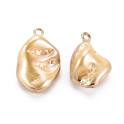 Electroplate Freshwater Shell Pendants SHEL-T018-12G-03-1