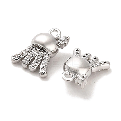 Brass Micro Pave Clear Cubic Zirconia Charms KK-C054-07P-1
