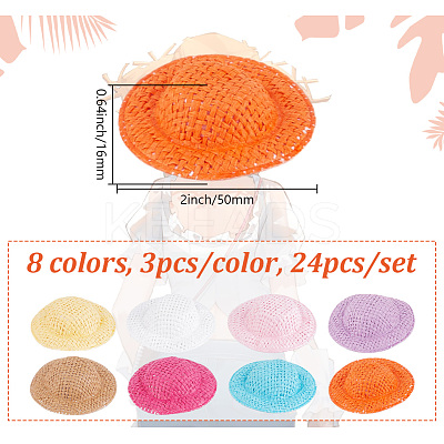 24Pcs 8 Colors Mini Handmade Cloth Doll Hat DIY-DR0001-63-1