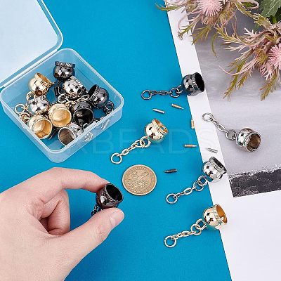 15 Sets 3 Colors Alloy Cord Ends with Cable Chains FIND-CA0003-57-1