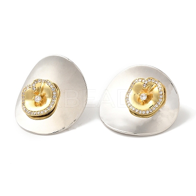 Rack Plating Brass Micro Pave Clear Cubic Zirconia Stud Earrings EJEW-B062-03GP-02-1