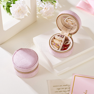 Portable Travel Round Velvet Jewelry Set Storage Zipper Boxes CON-TAC0001-11B-1