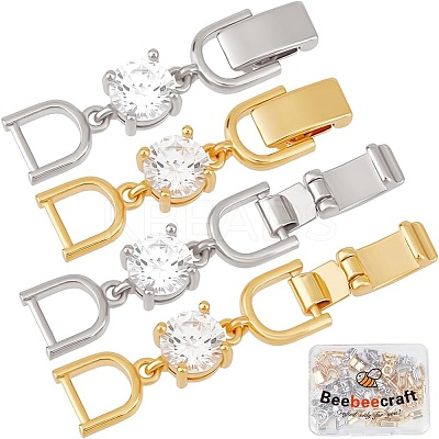 6 Pcs 2 Colors Extender Clasps Brass Micro Pave Cubic Zirconia Fold Over Extension Clasps FIND-BBC003-55B-1