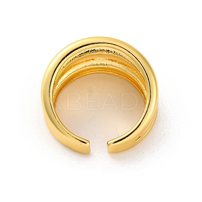 Rack Plating Brass Grooved Open Cuff Rings RJEW-K249-06G-1