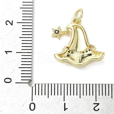 Halloween Themed Brass Micro Pave Black Cubic Zirconia Enamel Pendants KK-L248-02G-1